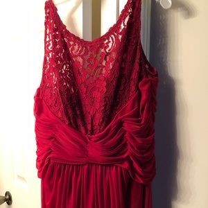 Floor Length Red Lace Dress